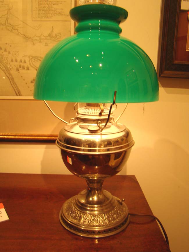 A 19th century Nickel plated oil lamp by Bradley & Hubbard circa 1880